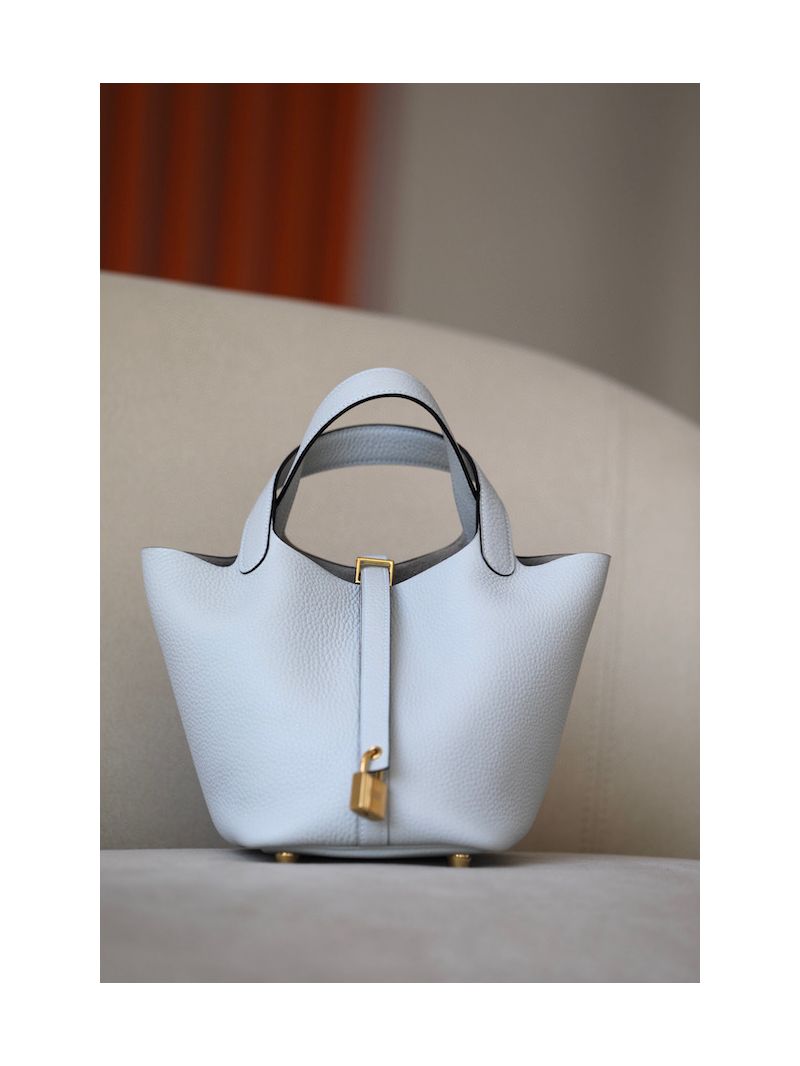 Hermes Picotin Lock bag 08 Bleu Pale Clemence leather 