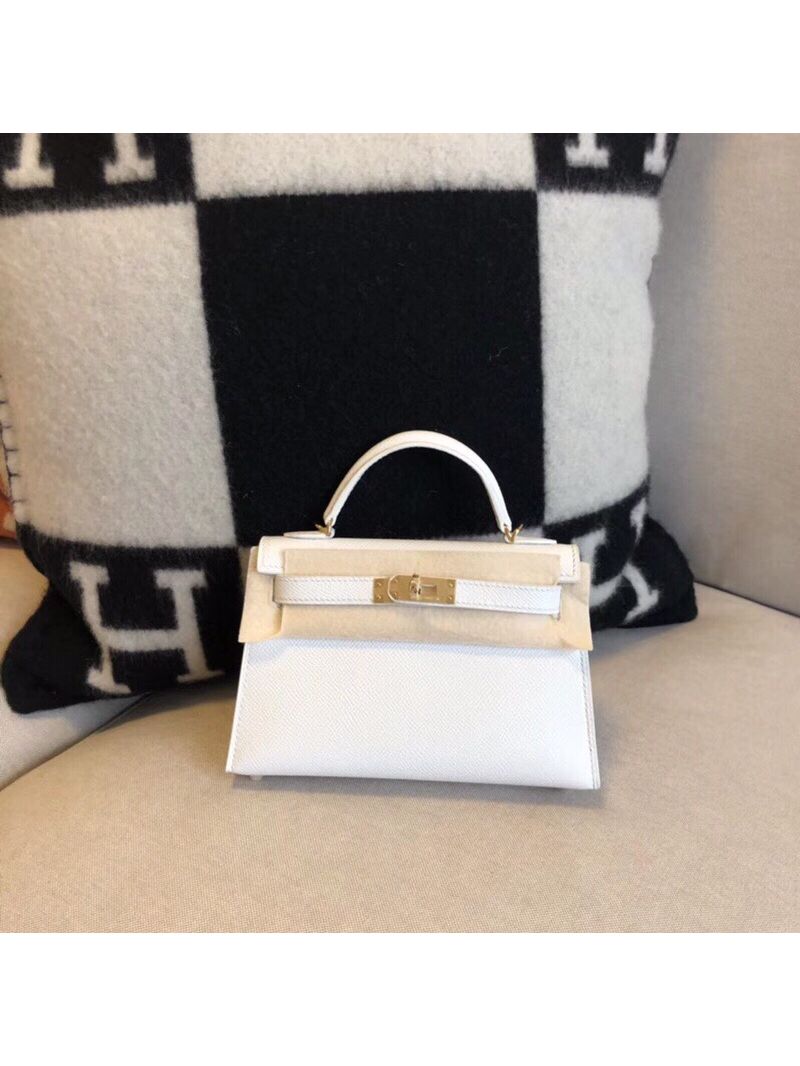 Hermès Epsom Mini Kelly Sellier II 20 White