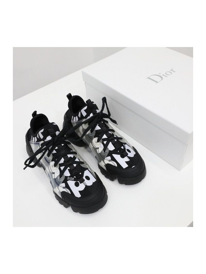 Dior D-Connect Sneaker Black Spatial Printed Reflective Technical Fabric KCK307N