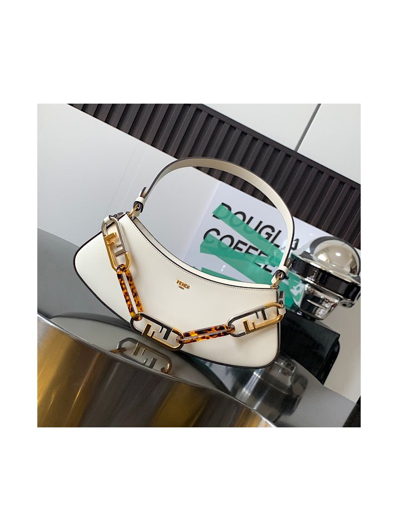 Fendi O’Lock Swing White leather pouch 8BS068