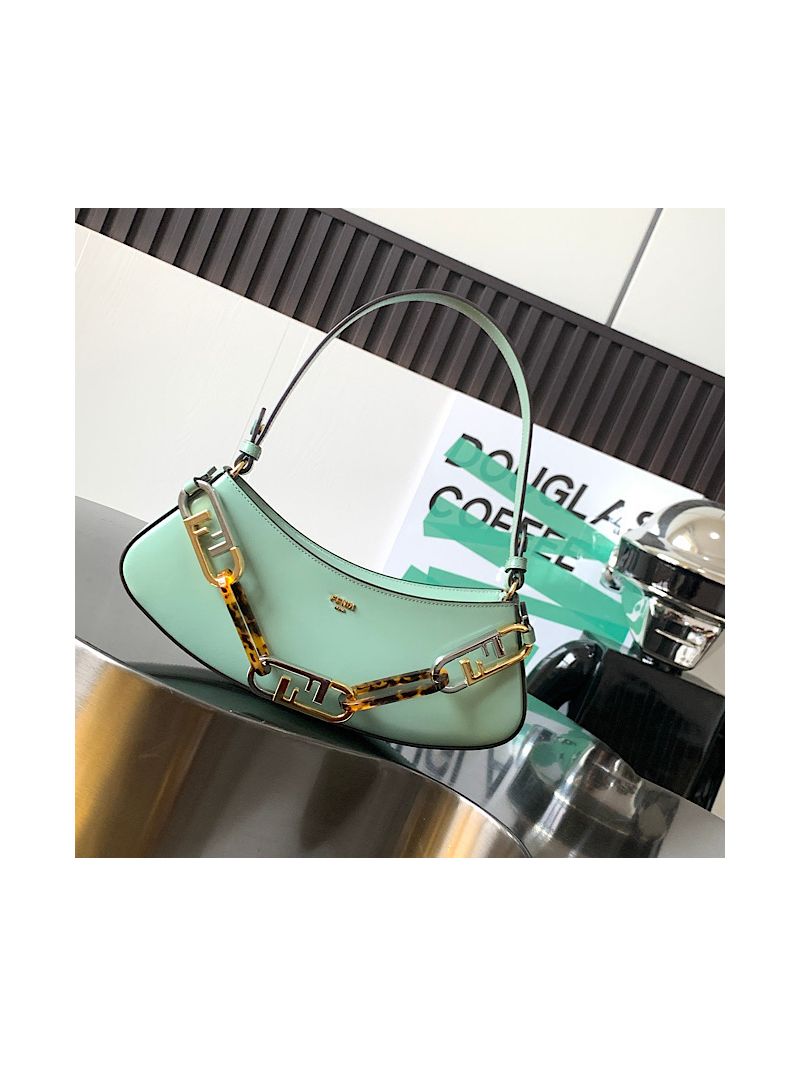 Fendi O’Lock Swing Mint green leather pouch 8BS068
