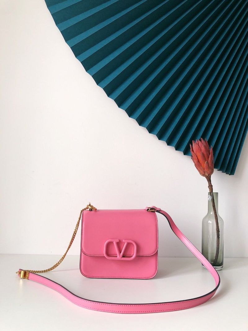 Valentino Small Vsling Shiny Calfskin Shoulder Bag TW2B0F01 Macaron