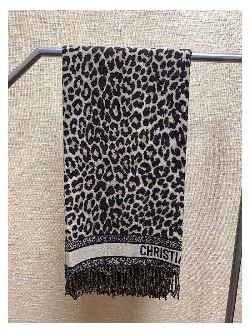 Dior Mizza Reversible Blanket Beige Multicolor Virgin Wool and Silk 14LEO