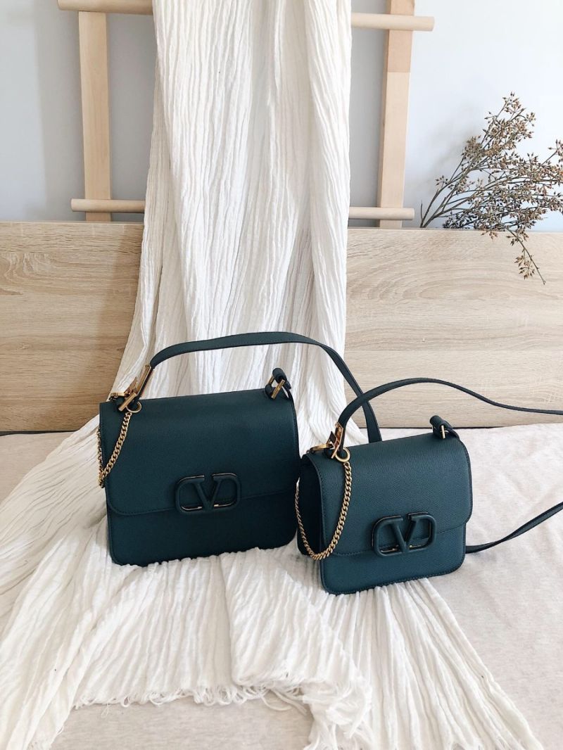 Valentino Vsling Grainy Calfskin Shoulder Bag SW0B0F0 Green