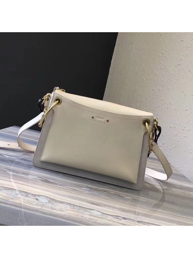 Chloe Roy Bag White in Suede & Smooth Calfskin