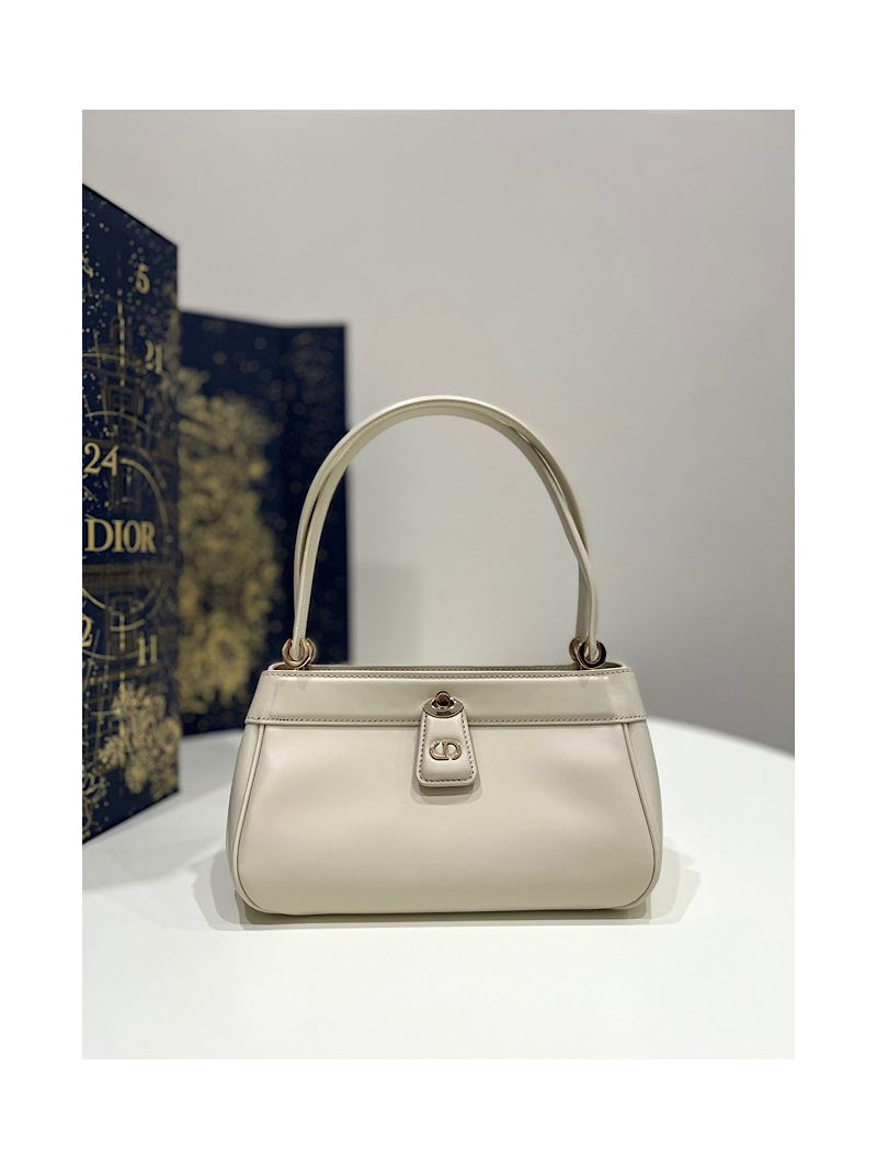 Dior Small Key Bag Dusty Ivory Box Calfskin M1844