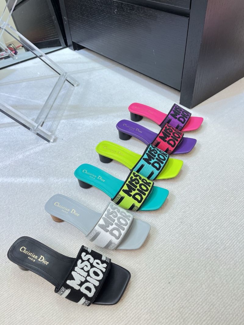 Miss Dior Dway Heeled Slide Embroidered Cotton KCO112EZD