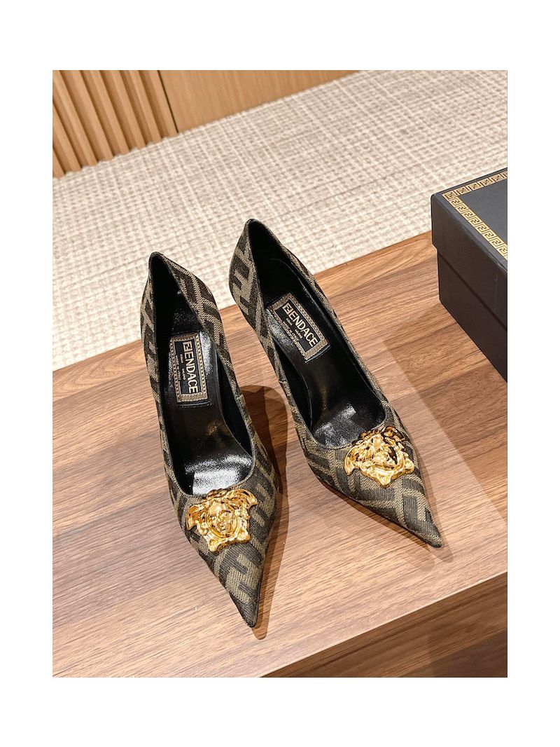 Fendi Fendace FF Jacquard Pumps 1A03185