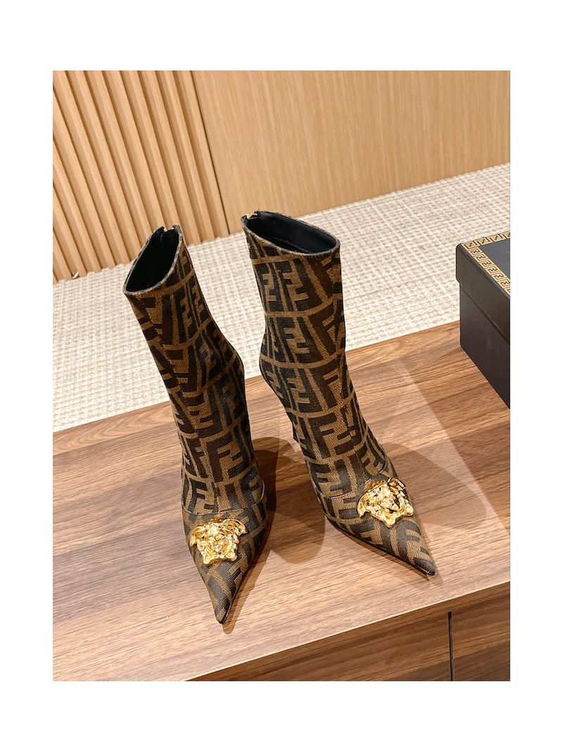 Fendi Fendace FF Jacquard Short Boots 1A03184