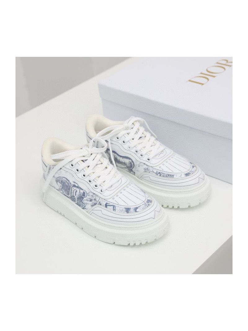 Dior Addict Sneaker French Blue Toile de Jouy Technical Fabric KCK308T