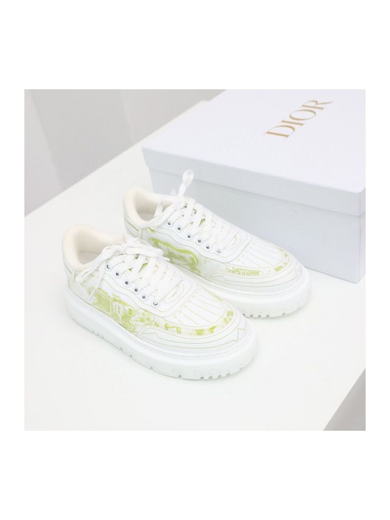 Dior Addict Sneaker Green Toile de Jouy Technical Fabric KCK308T