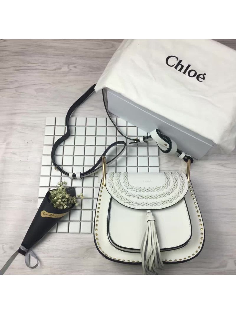 Chloe Hudson Shoulder Bag in Suede Calfskin White
