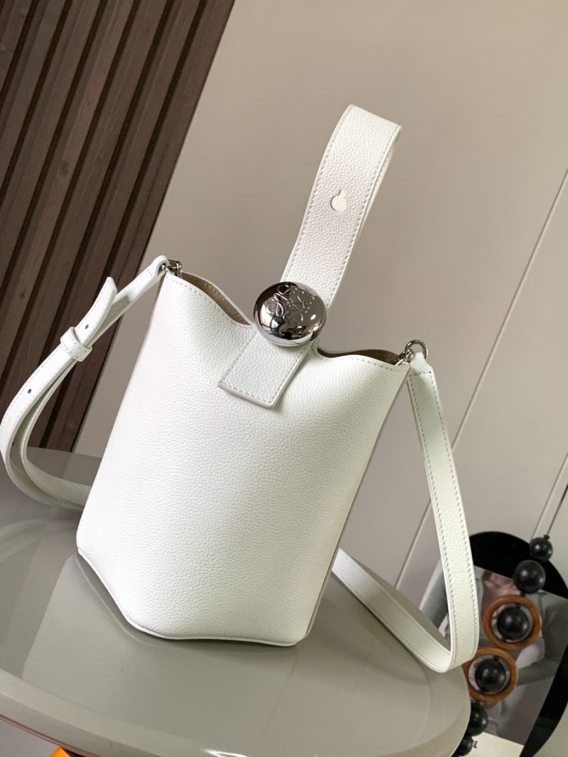 Loewe Mini Pebble Bucket Bag In soft grained calfskin 973543 White