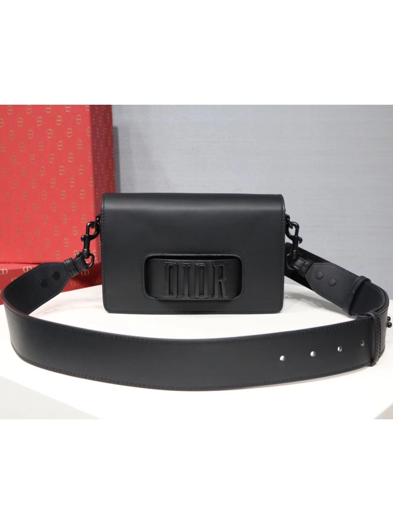 Dior Dio(r)evolution Flap Bag In Black Calfskin with Black Metal