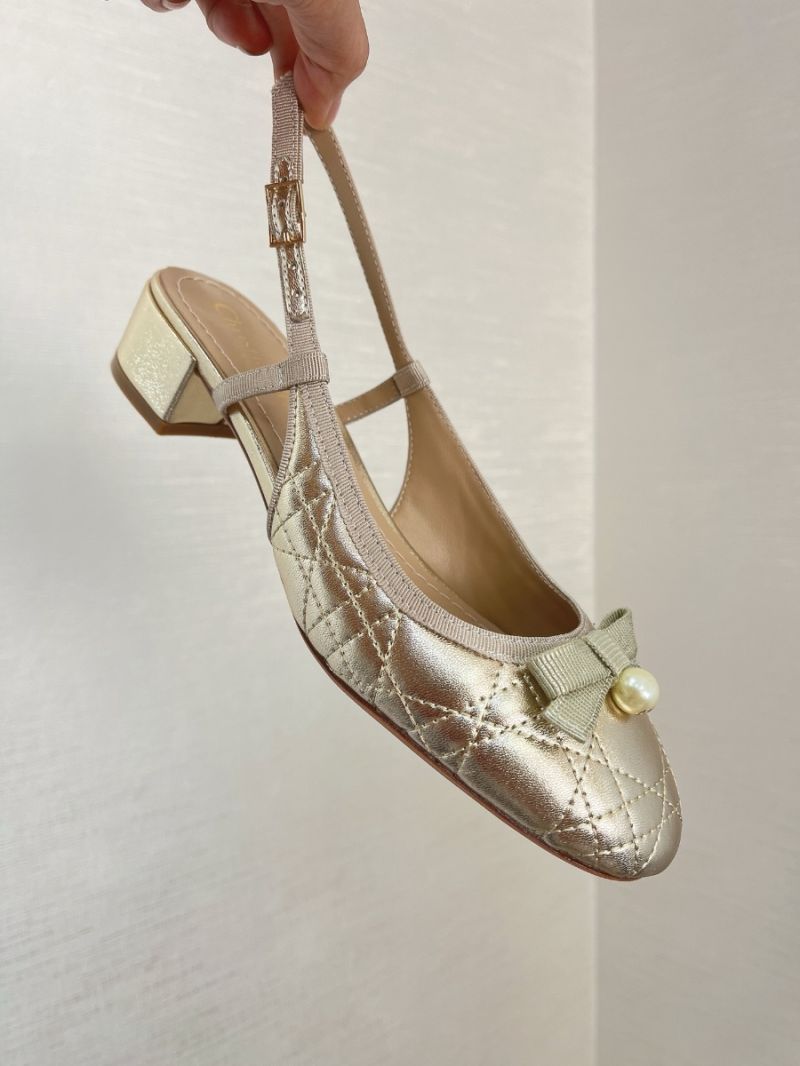 Dior Ballet Slingback Pump Metallic Gold Quilted Cannage Calfskin KDB968