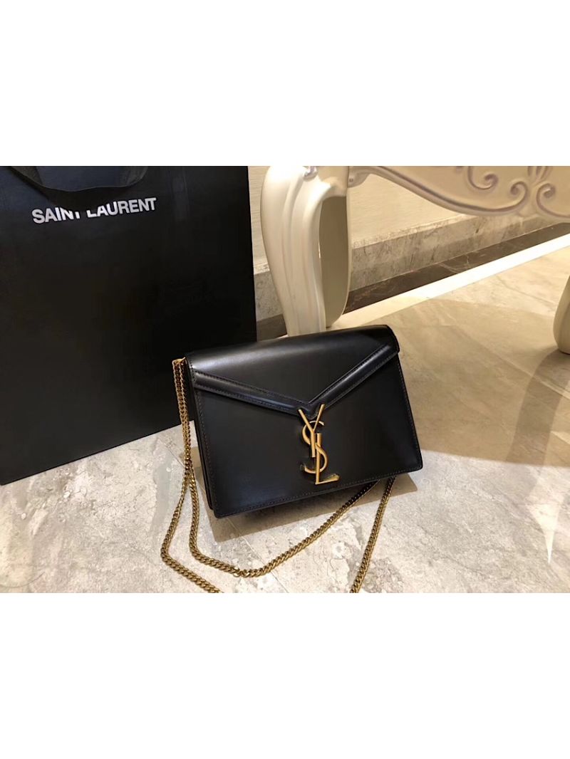 YSL Saint Laurent Cassandra Monogram Clasp Bag In Smooth Leather Black