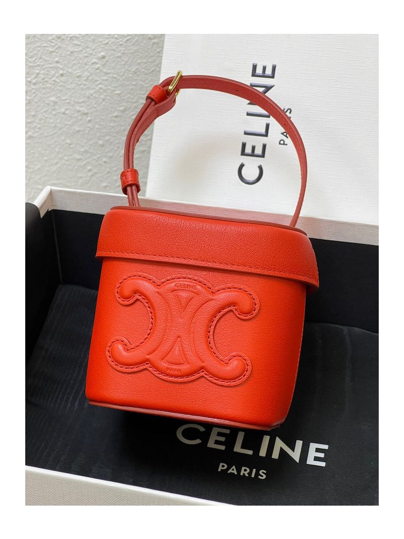 Celine Small Box Cuir Triomphe In Smooth Calfskin 199263 Bright Red