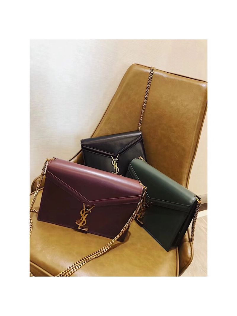 YSL Saint Laurent Cassandra Monogram Clasp Bag In Smooth Leather Dark Red