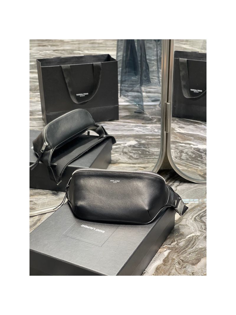 YSL Saint Laurent Classic Belt Bag In Soft Black Leather