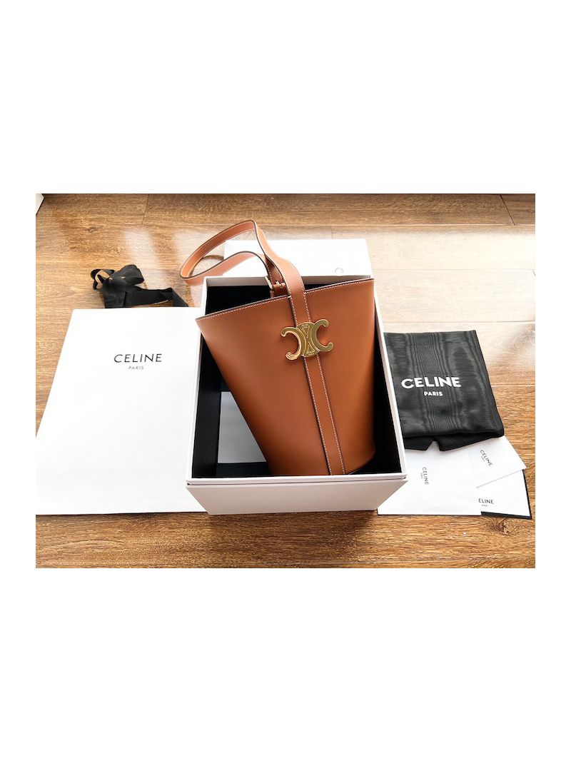 Celine Bucket Triomphe In Natural Calfskin 199913 Tan