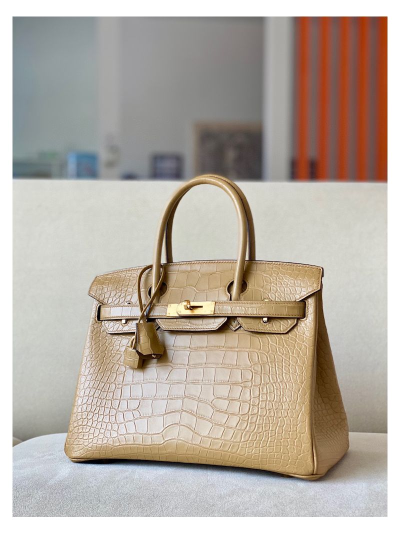 Hermes Birkin Matte Alligator Leather 2H Kraft
