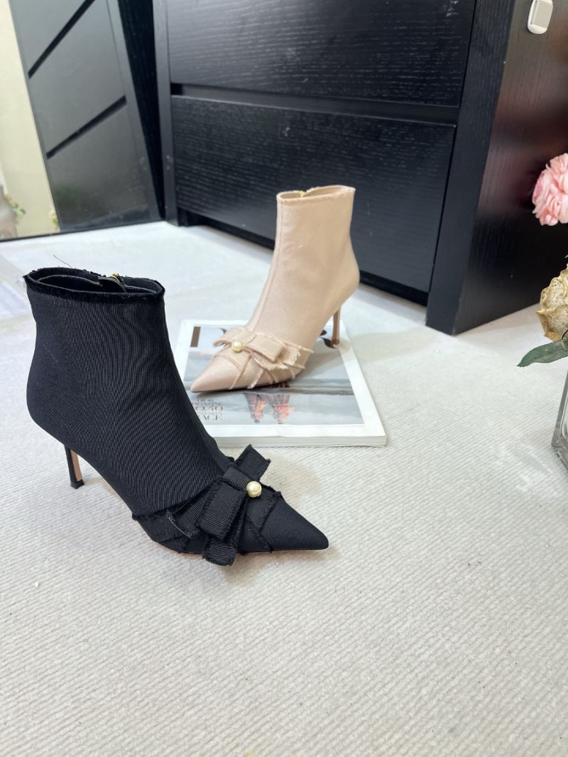 Dior Adiorable Heeled Ankle Boot Black Fringed Grosgrain KDT084