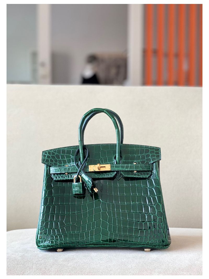 Hermes Birkin Shiny Alligator Leather CK67 Vert Fonce