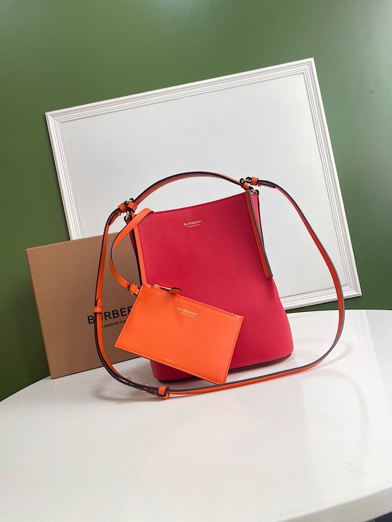 Burberry Small Two-tone Leather Peggy Bucket Bag 80229491 Red