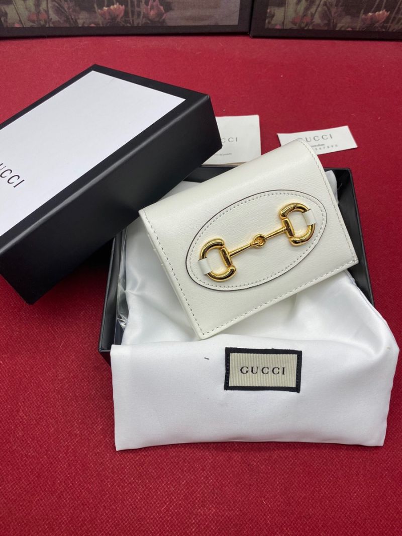 Gucci 1955 Horsebit Card Case Wallet 621887 White