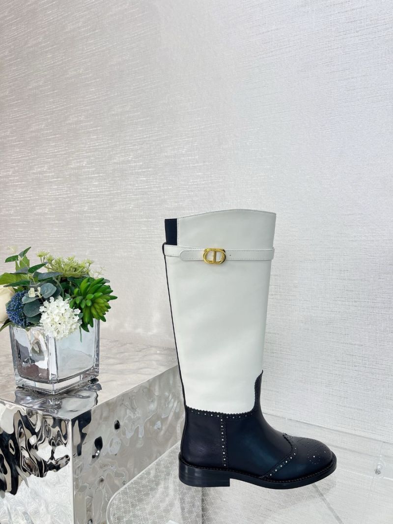Dior Empreinte Boot White Black with Perforated Calfskin KDI828