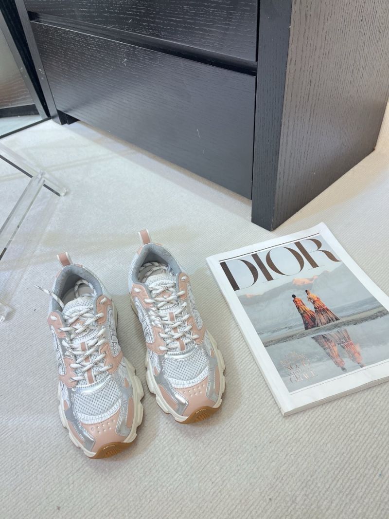 Dior Chrono Sneaker White Mesh with Nude and Silver-Tone Laminated Leather-Effect Panels KCK414TXX