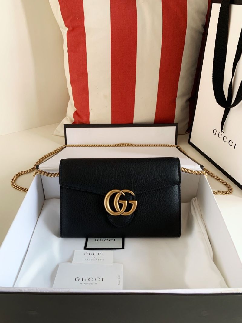 Gucci GG Marmont black leather mini chain bag 401232