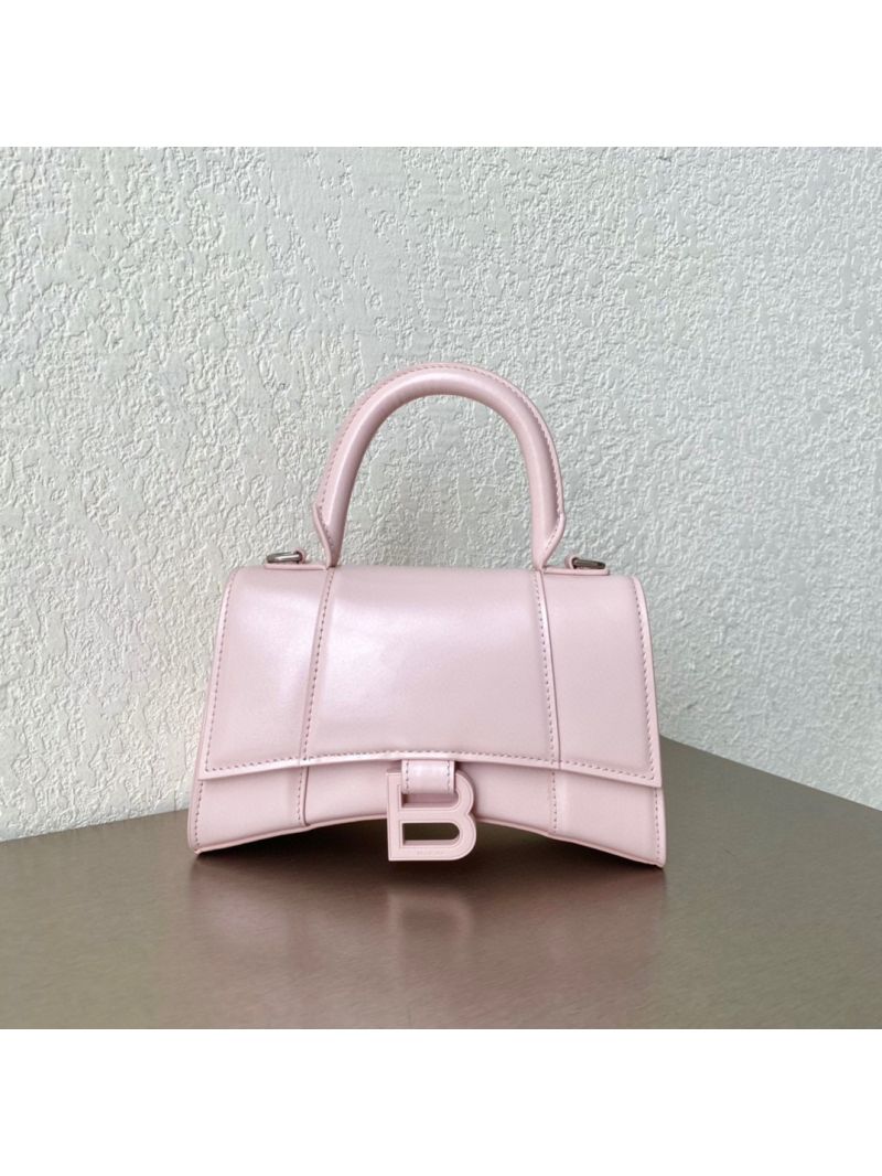 Balenciaga Hourglass Top Handle Bag In Light Rose Shiny Box Calfskin 5935461