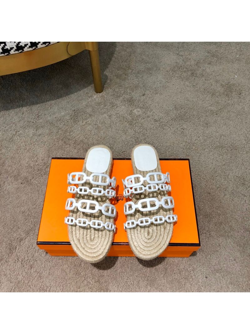Hermes Ancone Espadrille Sandals H201147 Blanc