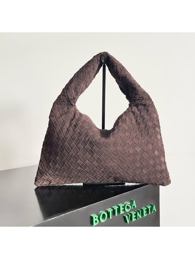 Bottega Veneta BV Small Hop Smooth Suede Intrecciato Leather 763966 Fondant