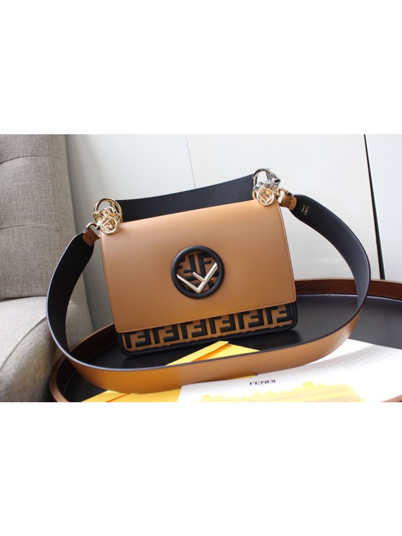 Fendi KAN I F Leather Bag 8284 Beige
