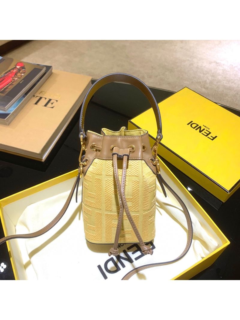 Fendi Mon Tresor Beige Raffia Mini Bag 8BS010 