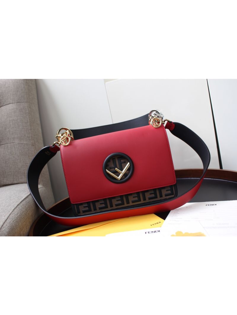 Fendi KAN I F Leather Bag 8284 Red