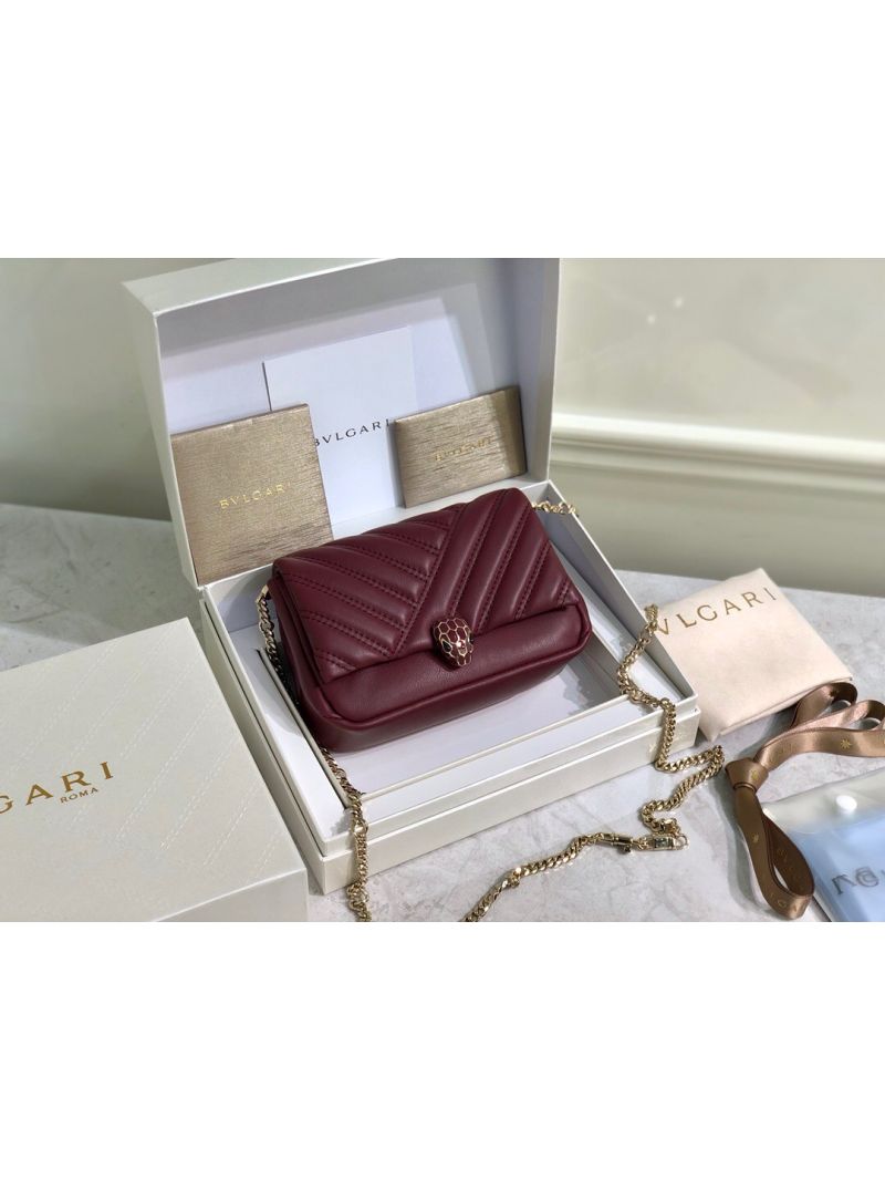 Bvlgari Serpenti Cabochon Micro Shoulder Bag 288755 Burgundy