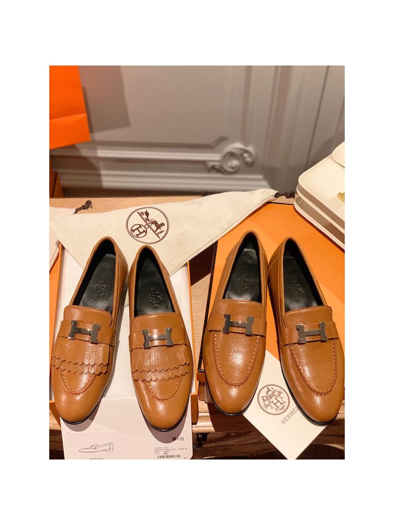 Hermes Royal Loafer in Suede Goatskin H192203Z Beige Doré