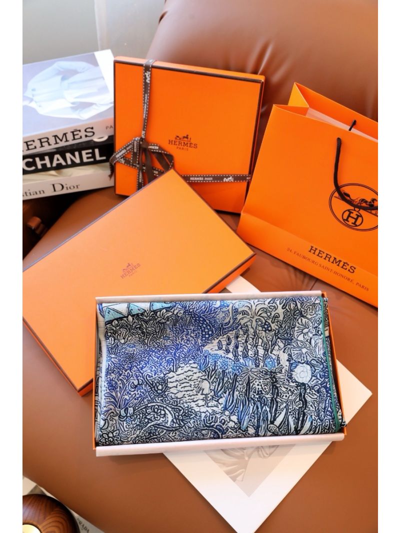 Hermes Les Folies Du Faubourg Scarf 140 H004147L Bleu