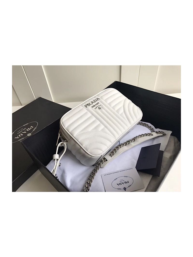 Prada Diagramme leather cross-body bag 1bh083 White