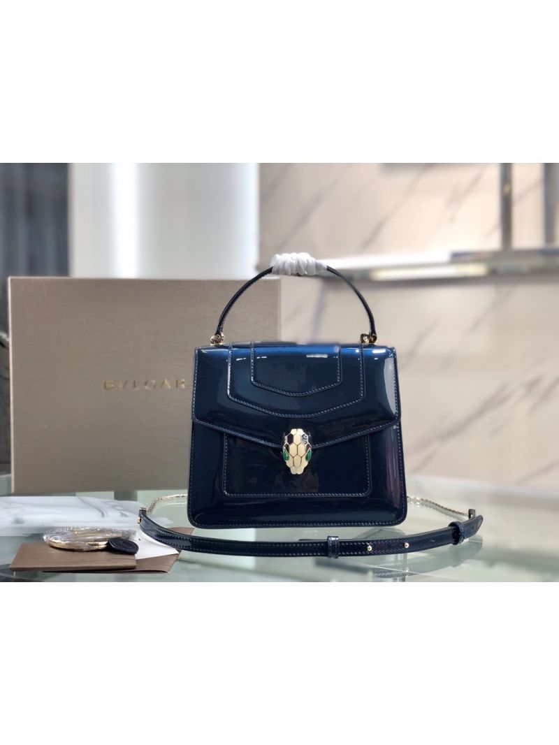 Bvlgari Serpenti Forever Flap Cover Bag in Metallic with Handle 284537 Blue