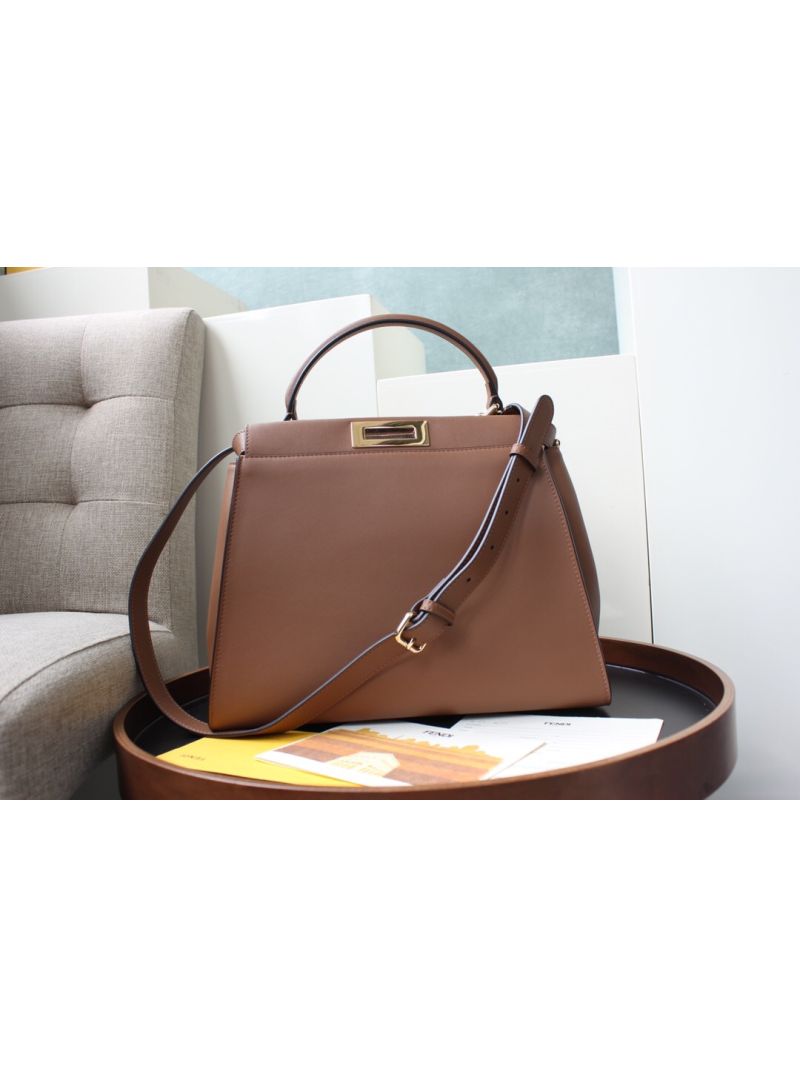 Fendi Peekaboo Regular Brown leather tote bag
