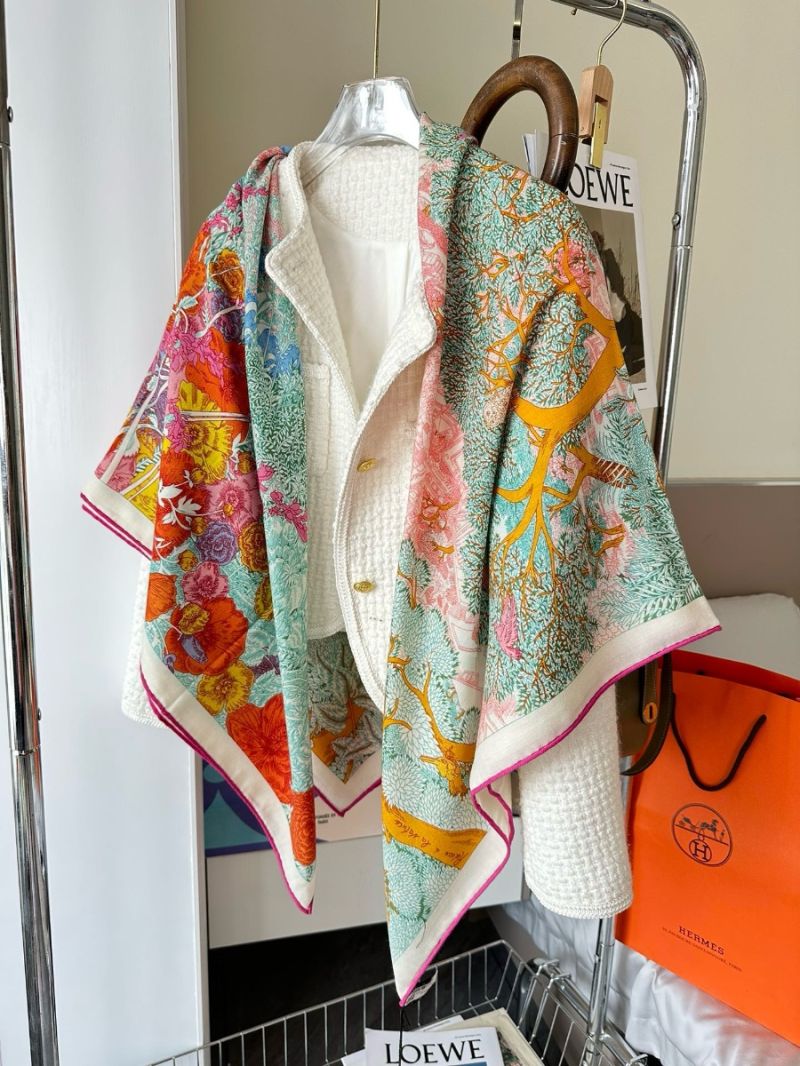 Hermes Retour A La Nature Shawl 140 Cashmere Silk H243854S 02