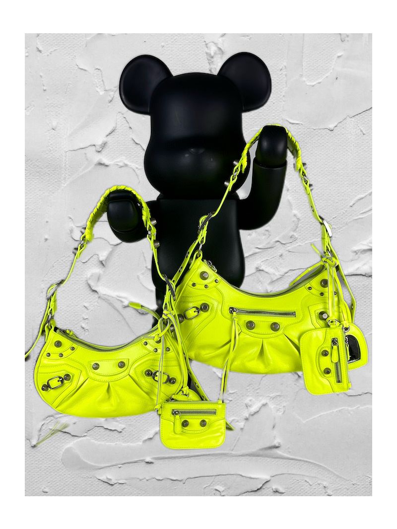 Balenciaga Le Cagole XS S Shoulder Bag in Lambskin Neon Yellow 6713071