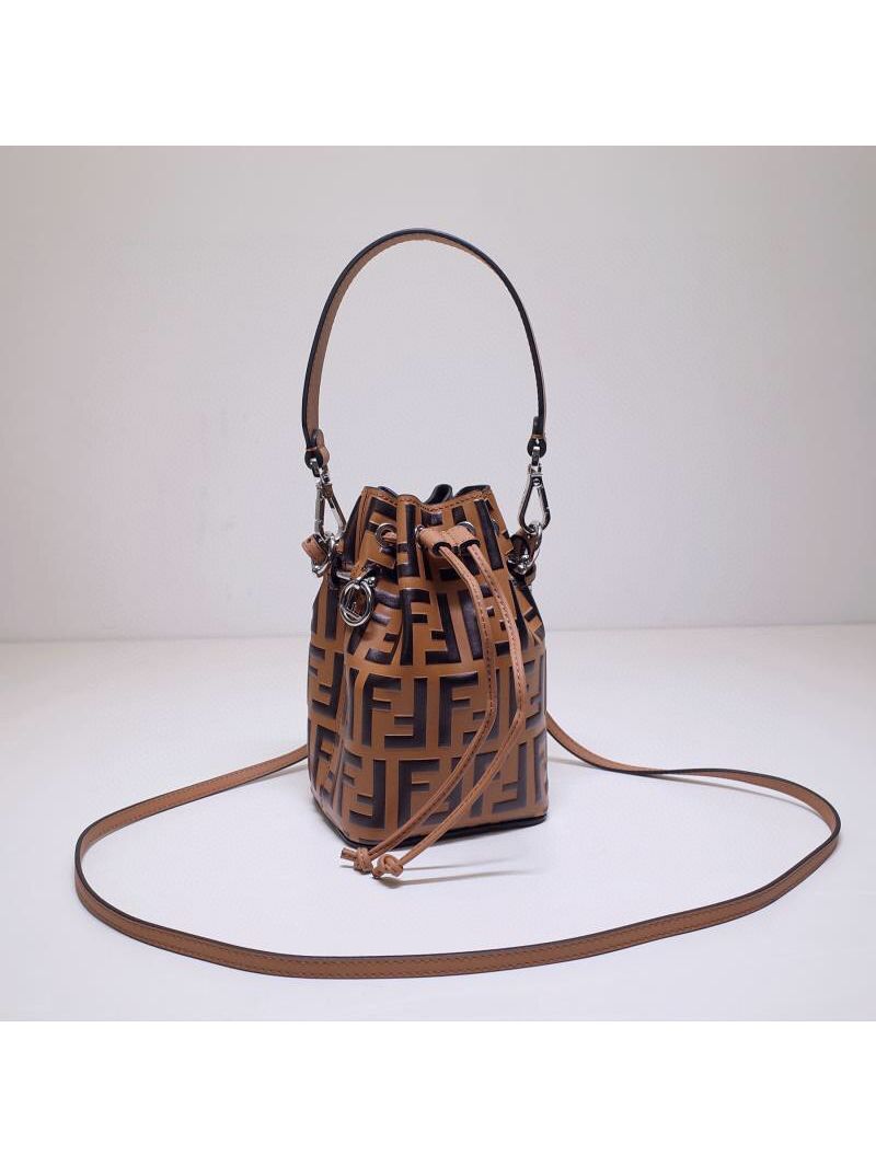 Fendi Mon Tresor Tobacco Black Leather Mini Bag 8BS010 