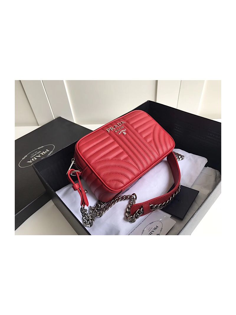 Prada Diagramme leather cross-body bag 1bh083 Red