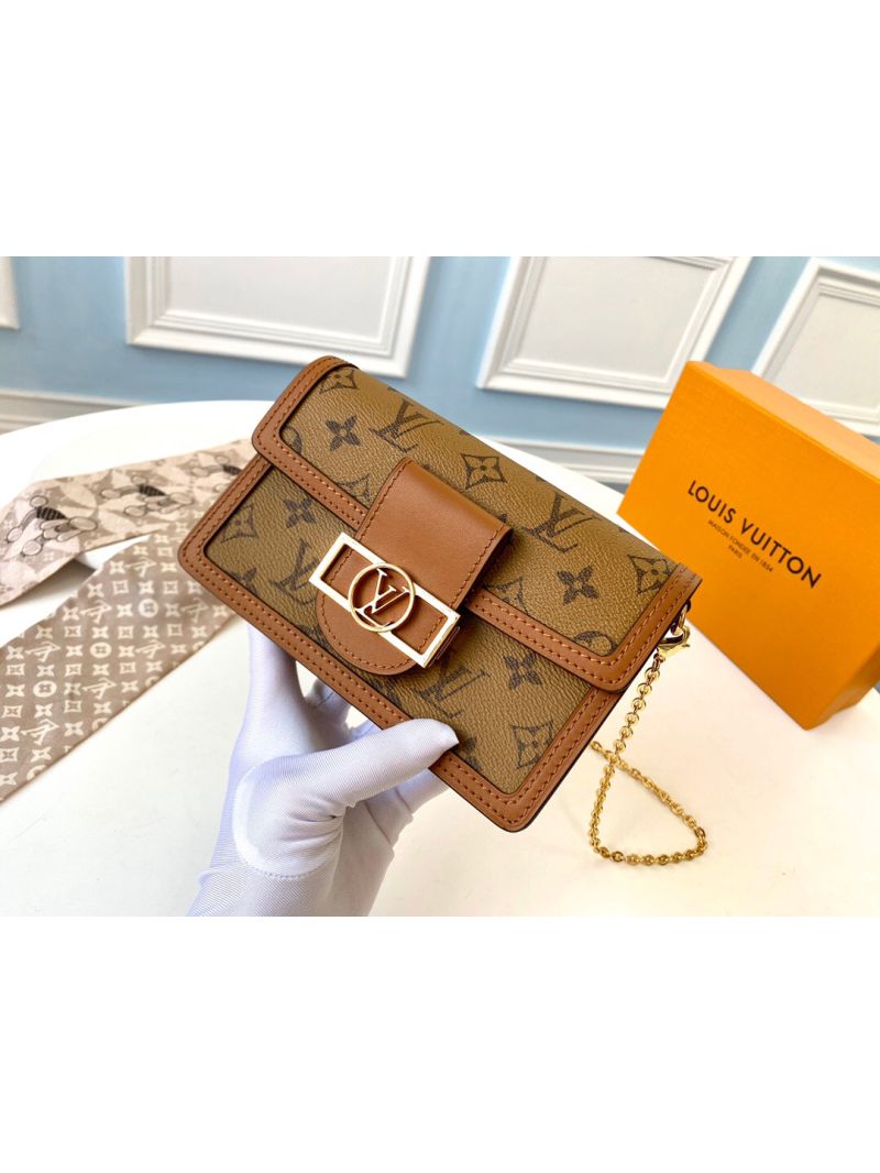 Louis Vuitton LV Dauphine Chain Wallet M68746 Reversed Monogram