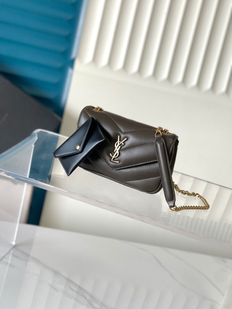 YSL Saint Laurent Loulou Mini In Lambskin 821749 Dark Strong Moss